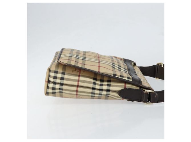 Borsa a Spalla Burberry Nova Check PVC Beige Oro Auth 153196 D'oro - vista 3