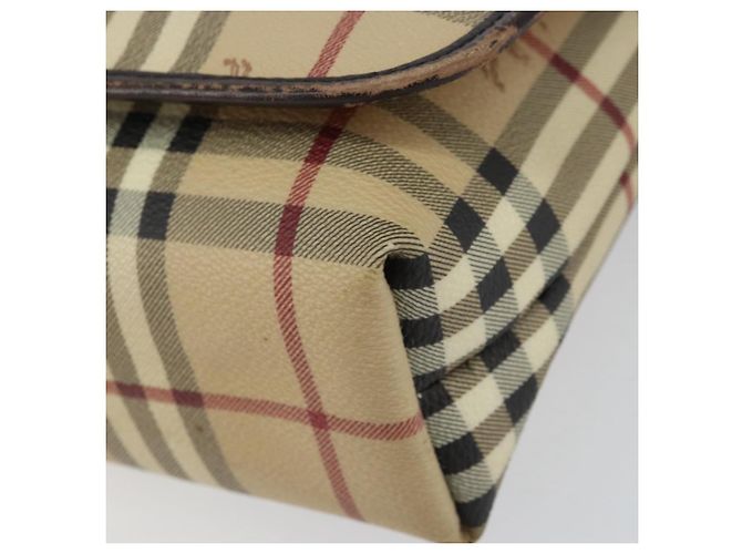 Borsa a Spalla Burberry Nova Check PVC Beige Oro Auth 153196 D'oro - vista 9