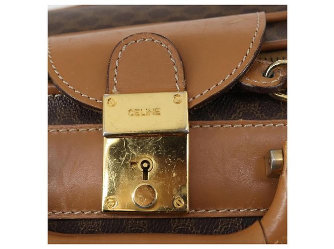 Céline Borsa Boston in tela Macadam CELINE PVC marrone oro Auth bs31028 D'oro - vista 18