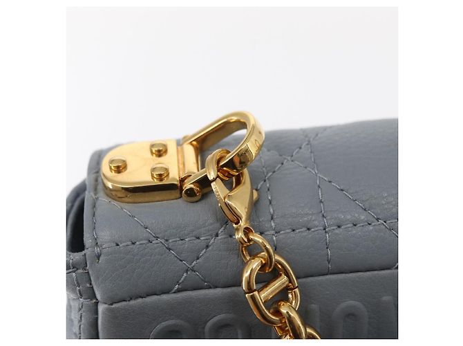 Christian Dior Borsa Dior Caro in pelle blu e oro con catena Canage Auth 151372SAM D'oro - vista 10