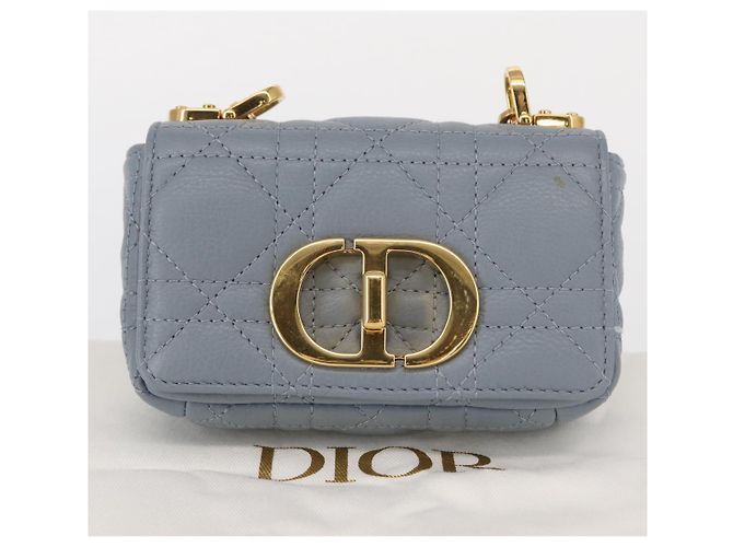 Christian Dior Borsa Dior Caro in pelle blu e oro con catena Canage Auth 151372SAM D'oro - vista 12