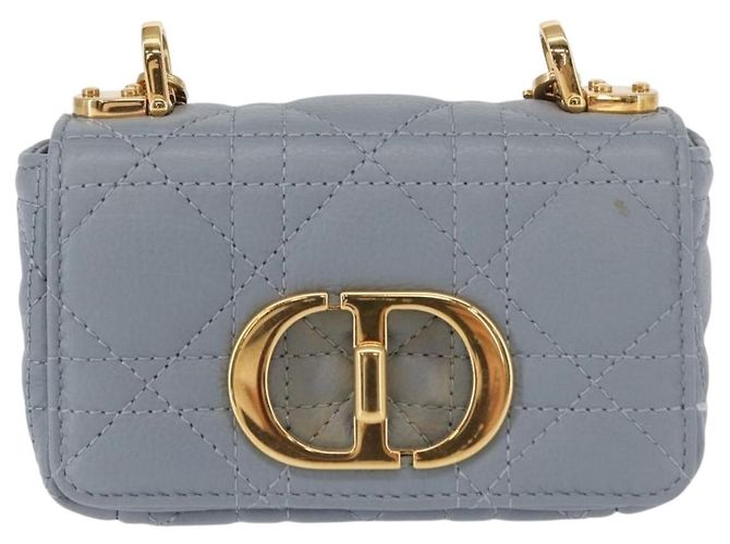 Christian Dior Borsa Dior Caro in pelle blu e oro con catena Canage Auth 151372SAM D'oro - vista 13
