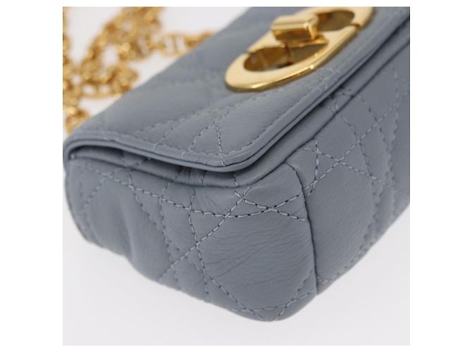 Christian Dior Borsa Dior Caro in pelle blu e oro con catena Canage Auth 151372SAM D'oro - vista 15