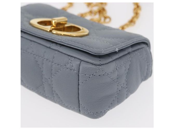 Christian Dior Borsa Dior Caro in pelle blu e oro con catena Canage Auth 151372SAM D'oro - vista 16