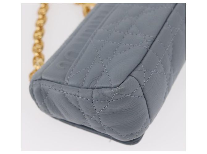 Christian Dior Borsa Dior Caro in pelle blu e oro con catena Canage Auth 151372SAM D'oro - vista 17