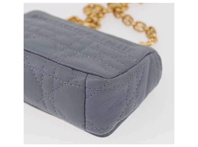 Christian Dior Borsa Dior Caro in pelle blu e oro con catena Canage Auth 151372SAM D'oro - vista 18