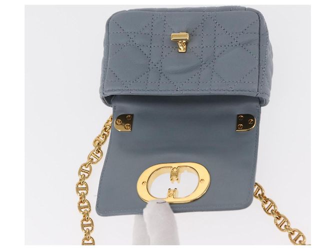 Christian Dior Borsa Dior Caro in pelle blu e oro con catena Canage Auth 151372SAM D'oro - vista 21