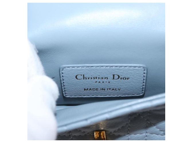 Christian Dior Borsa Dior Caro in pelle blu e oro con catena Canage Auth 151372SAM D'oro - vista 22