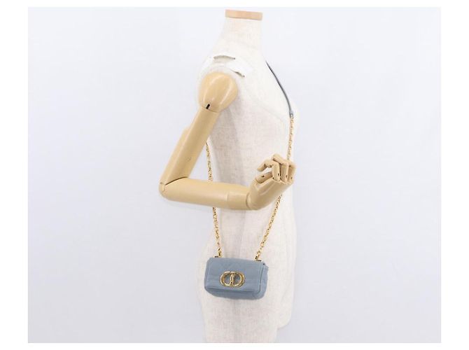 Christian Dior Borsa Dior Caro in pelle blu e oro con catena Canage Auth 151372SAM D'oro - vista 25
