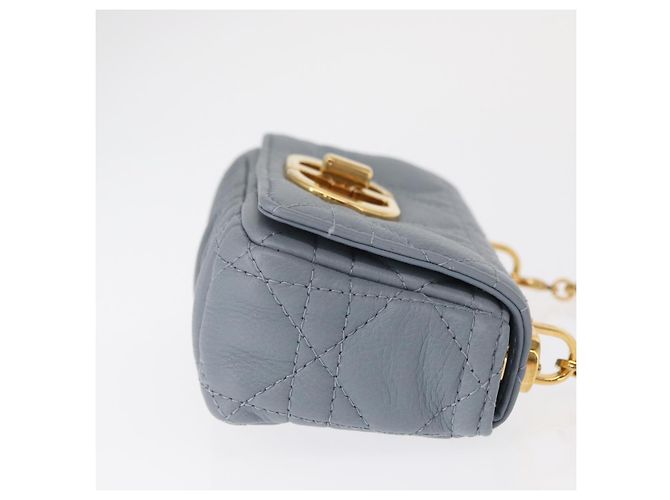 Christian Dior Borsa Dior Caro in pelle blu e oro con catena Canage Auth 151372SAM D'oro - vista 3