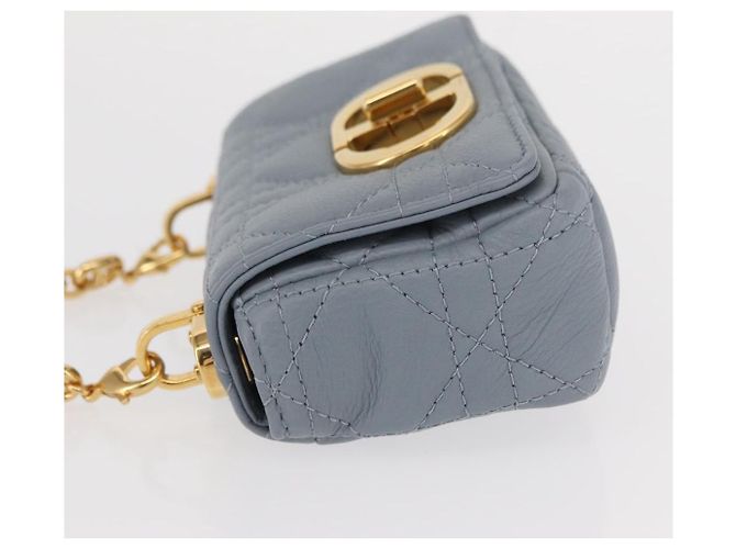Christian Dior Borsa Dior Caro in pelle blu e oro con catena Canage Auth 151372SAM D'oro - vista 4