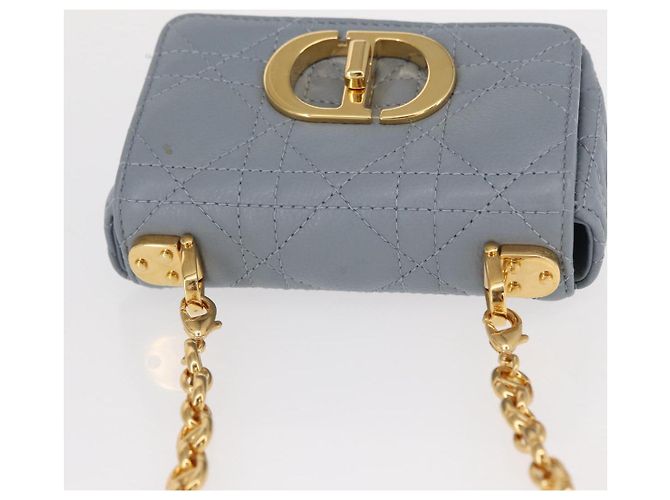 Christian Dior Borsa Dior Caro in pelle blu e oro con catena Canage Auth 151372SAM D'oro - vista 6