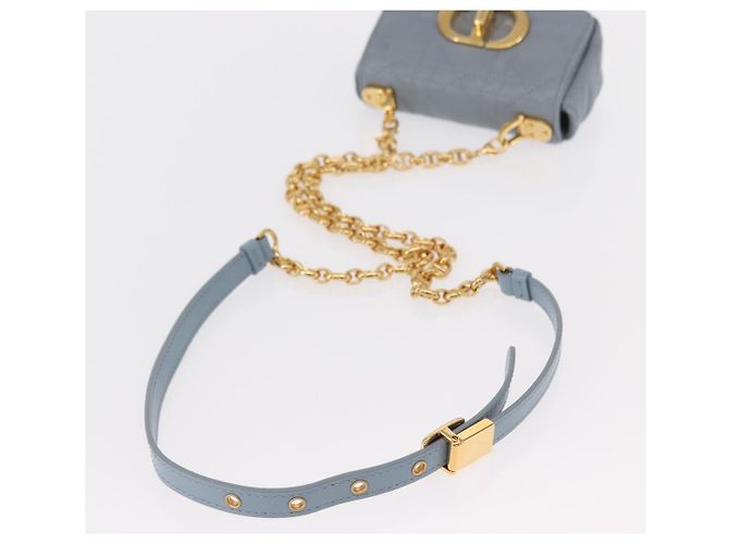 Christian Dior Borsa Dior Caro in pelle blu e oro con catena Canage Auth 151372SAM D'oro - vista 7