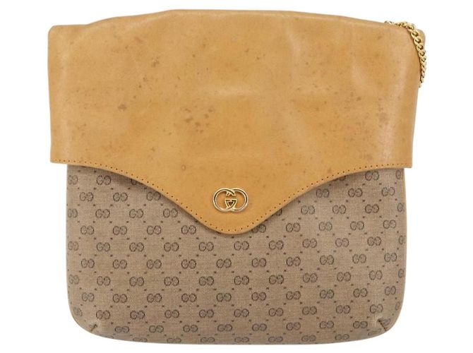 Borsa a spalla in PVC pelle Micro GG Supreme con catena GUCCI beige oro Auth ep12132 D'oro - vista 13