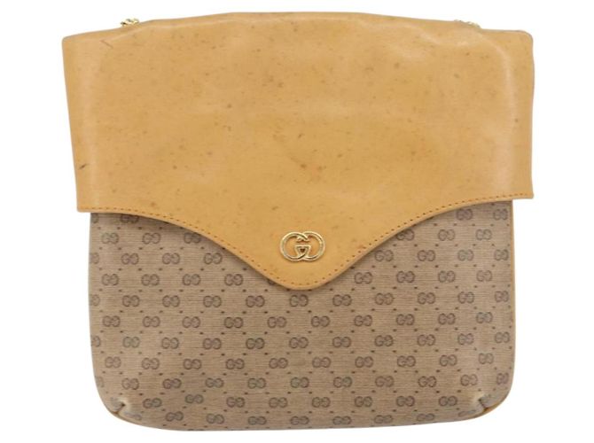 Borsa a spalla in PVC pelle Micro GG Supreme con catena GUCCI beige oro Auth ep12132 D'oro - vista 2