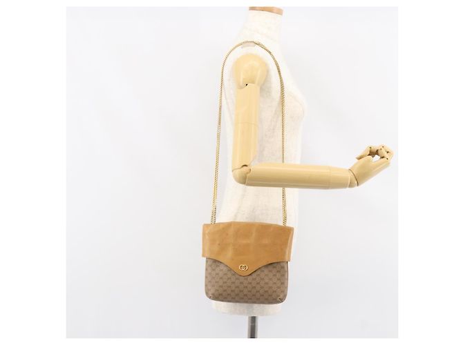 Borsa a spalla in PVC pelle Micro GG Supreme con catena GUCCI beige oro Auth ep12132 D'oro - vista 21