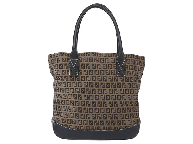 FENDI Zucchino Canvas Tote Bag Navy Silber Authentisch ka336 Marineblau - Ansicht 13