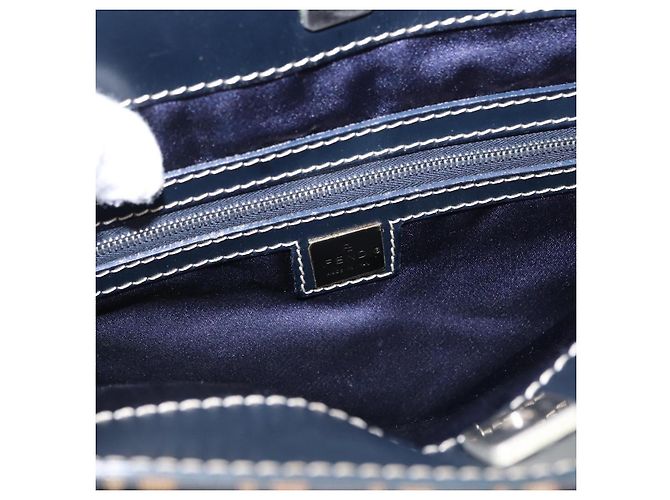 FENDI Zucchino Canvas Tote Bag Navy Silber Authentisch ka336 Marineblau - Ansicht 18