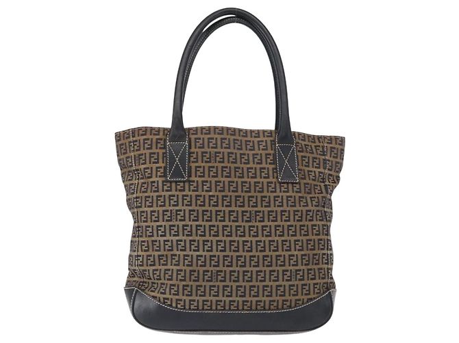FENDI Zucchino Canvas Tote Bag Navy Silber Authentisch ka336 Marineblau - Ansicht 2
