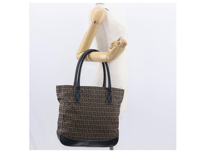 FENDI Zucchino Canvas Tote Bag Navy Silber Authentisch ka336 Marineblau - Ansicht 23