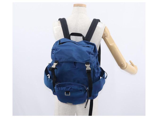 PRADA Backpack Nylon Blue Silver Auth bs31181 Silvery - view 28