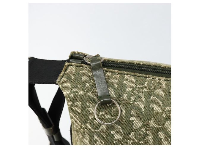 Christian Dior Trotter Canvas Schultertasche Grün Silber Authentisch ar13816 - Ansicht 10