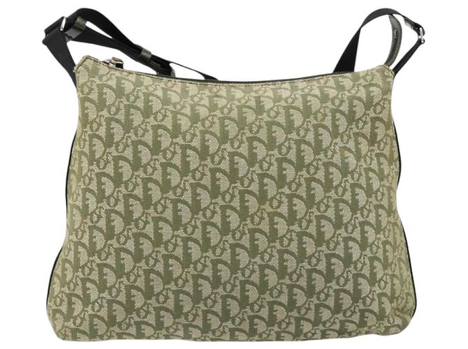 Christian Dior Trotter Canvas Schultertasche Grün Silber Authentisch ar13816 - Ansicht 13
