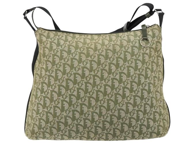 Christian Dior Trotter Canvas Schultertasche Grün Silber Authentisch ar13816 - Ansicht 2