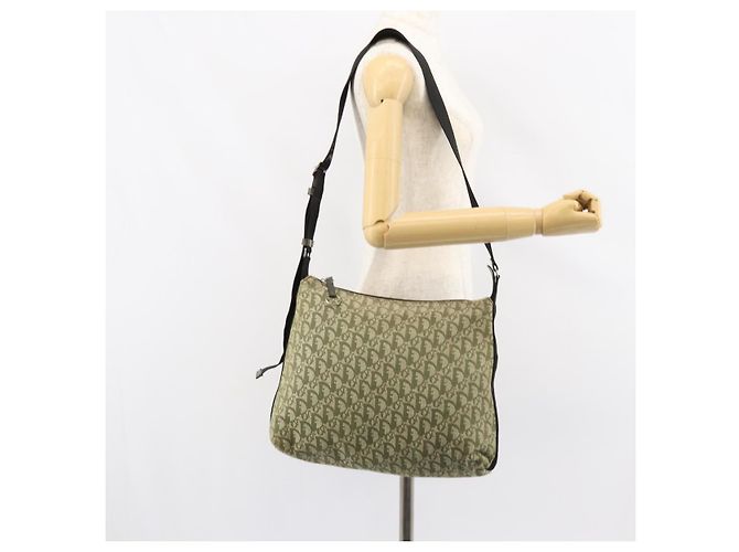 Christian Dior Trotter Canvas Schultertasche Grün Silber Authentisch ar13816 - Ansicht 22