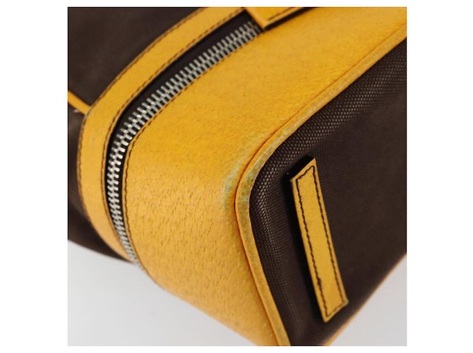 PRADA Borsa a Mano in Tela Gialla Marrone Auth 154533 Giallo - vista 15