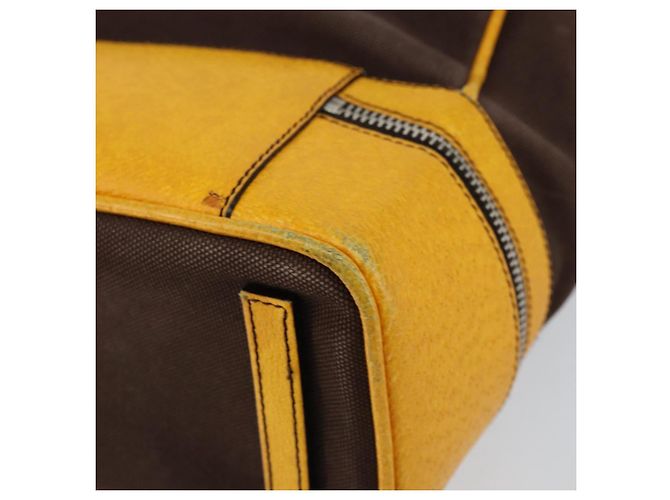PRADA Borsa a Mano in Tela Gialla Marrone Auth 154533 Giallo - vista 16