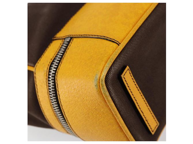 PRADA Borsa a Mano in Tela Gialla Marrone Auth 154533 Giallo - vista 17