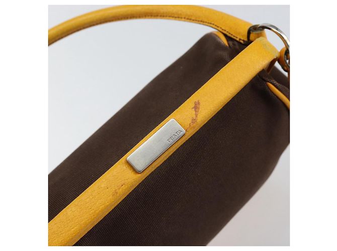 PRADA Borsa a Mano in Tela Gialla Marrone Auth 154533 Giallo - vista 18
