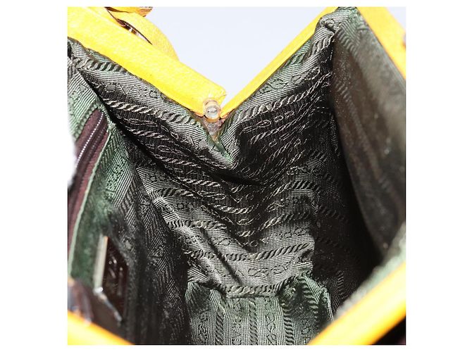 PRADA Borsa a Mano in Tela Gialla Marrone Auth 154533 Giallo - vista 22