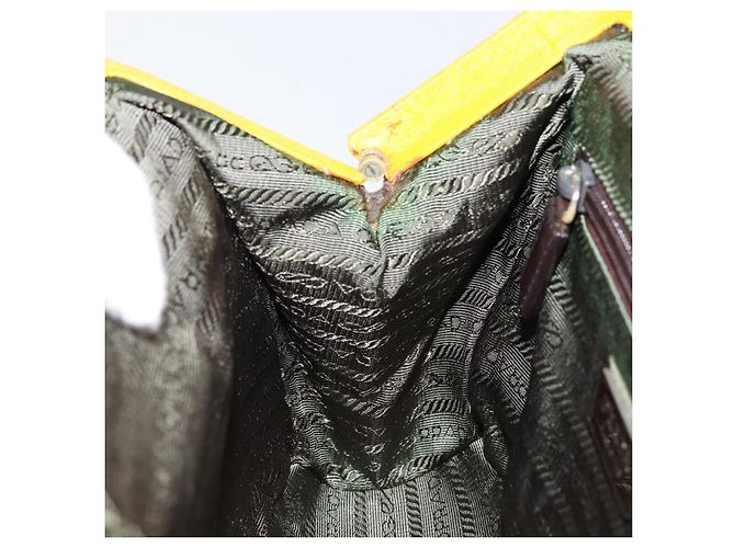 PRADA Borsa a Mano in Tela Gialla Marrone Auth 154533 Giallo - vista 23