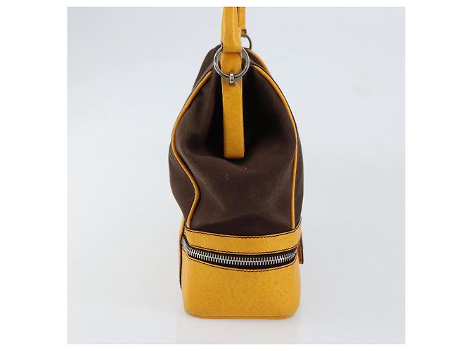 PRADA Borsa a Mano in Tela Gialla Marrone Auth 154533 Giallo - vista 3