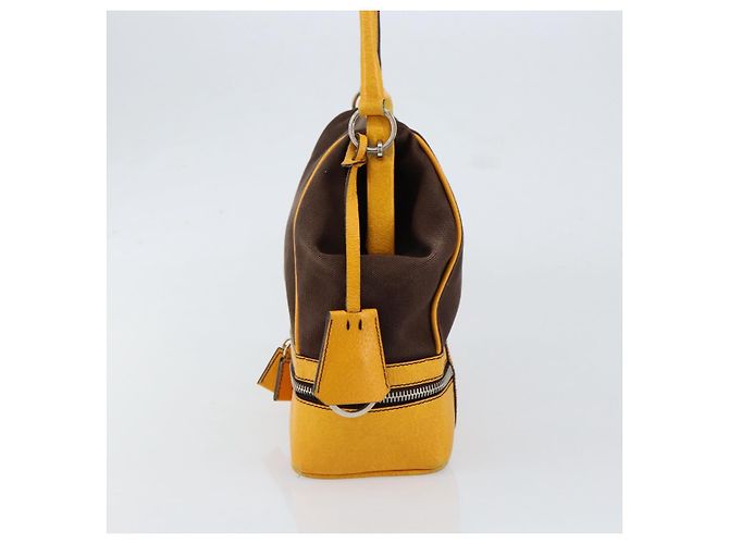 PRADA Borsa a Mano in Tela Gialla Marrone Auth 154533 Giallo - vista 4