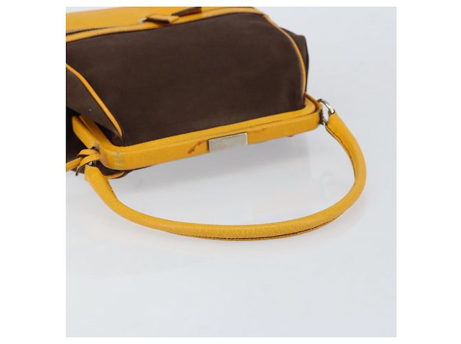 PRADA Borsa a Mano in Tela Gialla Marrone Auth 154533 Giallo - vista 7