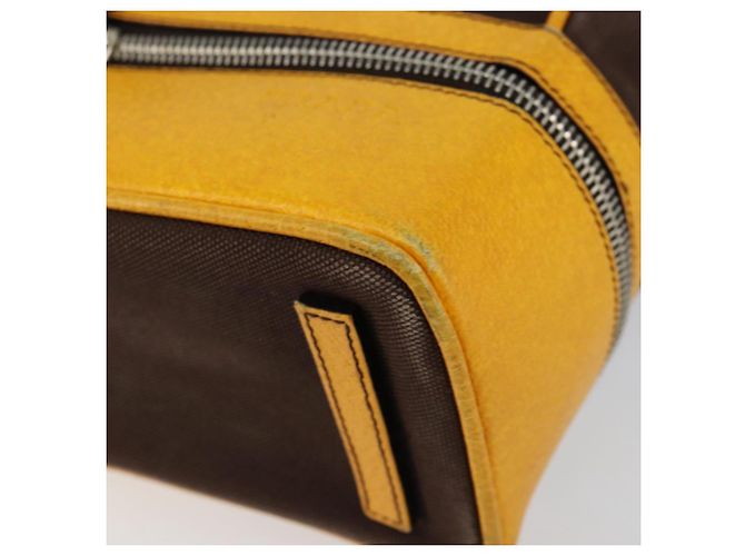 PRADA Borsa a Mano in Tela Gialla Marrone Auth 154533 Giallo - vista 8
