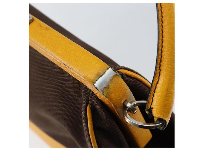 PRADA Borsa a Mano in Tela Gialla Marrone Auth 154533 Giallo - vista 9