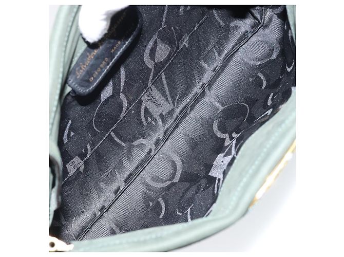 Borsa a Spalla Vala in Camoscio Khaki Oro Salvatore Ferragamo Auth gh1252 D'oro Cachi - vista 11