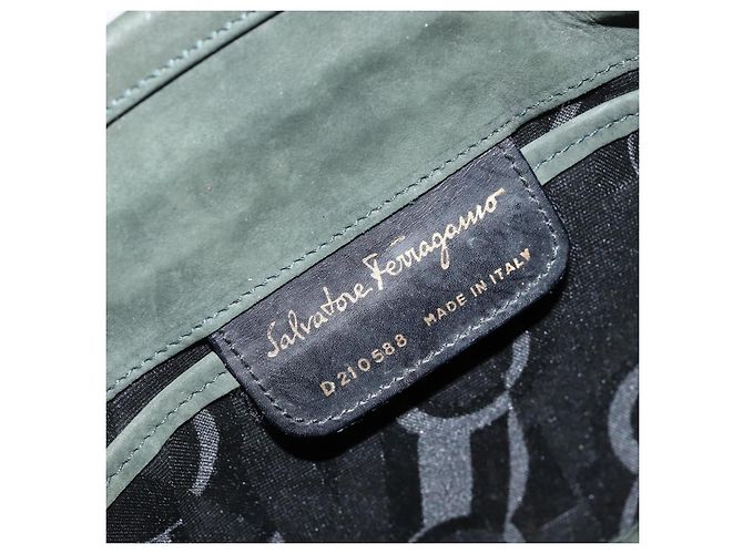 Borsa a Spalla Vala in Camoscio Khaki Oro Salvatore Ferragamo Auth gh1252 D'oro Cachi - vista 12
