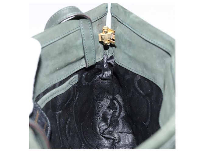 Borsa a Spalla Vala in Camoscio Khaki Oro Salvatore Ferragamo Auth gh1252 D'oro Cachi - vista 17