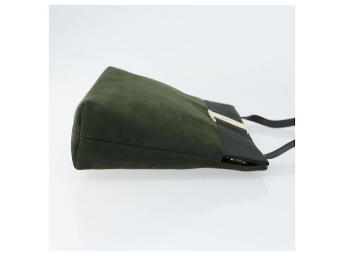 Borsa a Spalla Vala in Camoscio Khaki Oro Salvatore Ferragamo Auth gh1252 D'oro Cachi - vista 3