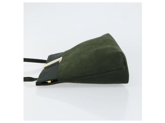 Borsa a Spalla Vala in Camoscio Khaki Oro Salvatore Ferragamo Auth gh1252 D'oro Cachi - vista 4