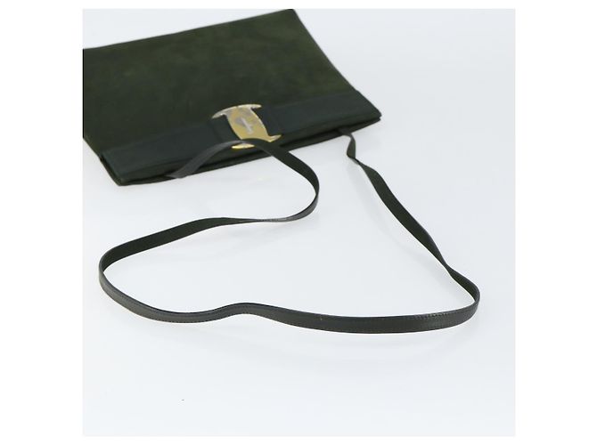 Borsa a Spalla Vala in Camoscio Khaki Oro Salvatore Ferragamo Auth gh1252 D'oro Cachi - vista 7