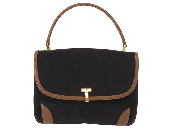 Autre Marque Bolsa de mão em lona e couro preto e dourado Auth bs31218 da TIFFANY&Co. - vista 2