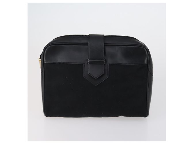 SAINT LAURENT Borsa Clutch in Pelle 2 Set Beige Nero Auth bs30862 - vista 2