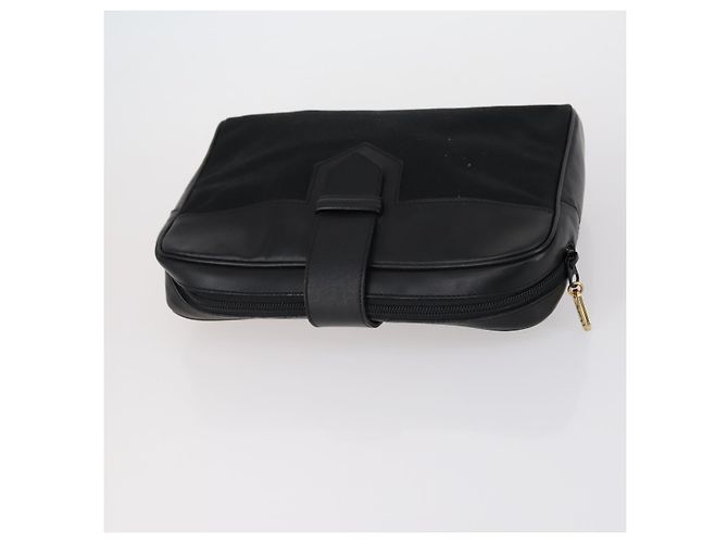 SAINT LAURENT Borsa Clutch in Pelle 2 Set Beige Nero Auth bs30862 - vista 5