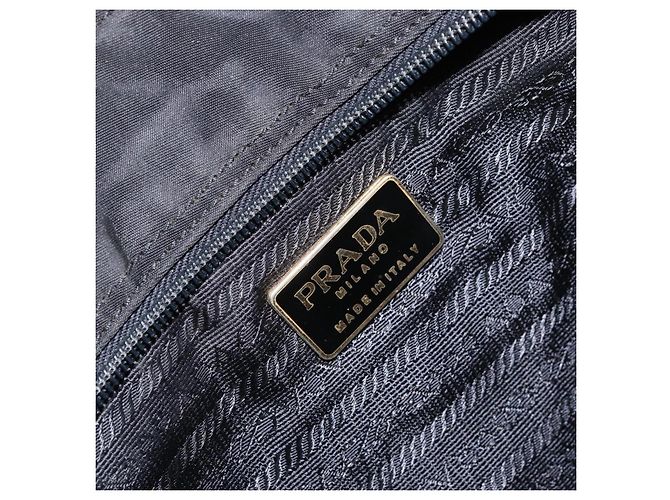 PRADA Borsa a mano con catena in nylon nero argento Auth ka207 - vista 15